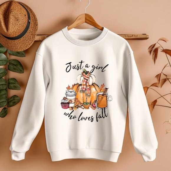 Just a Girl Who Loves Fall Sweatshirt, Fall Sweat, Autumn Sweat, Thanksgiving - Picture 1 of 3